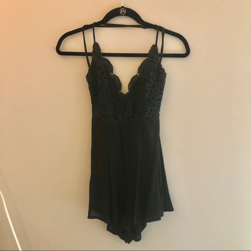 black, lace romper